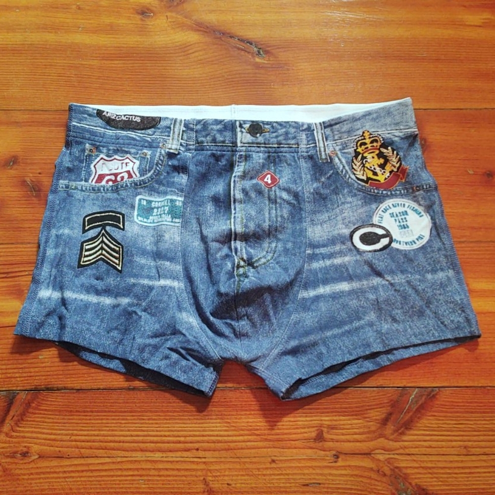 Old stock patched denim jeans boxer briefs s,m,l